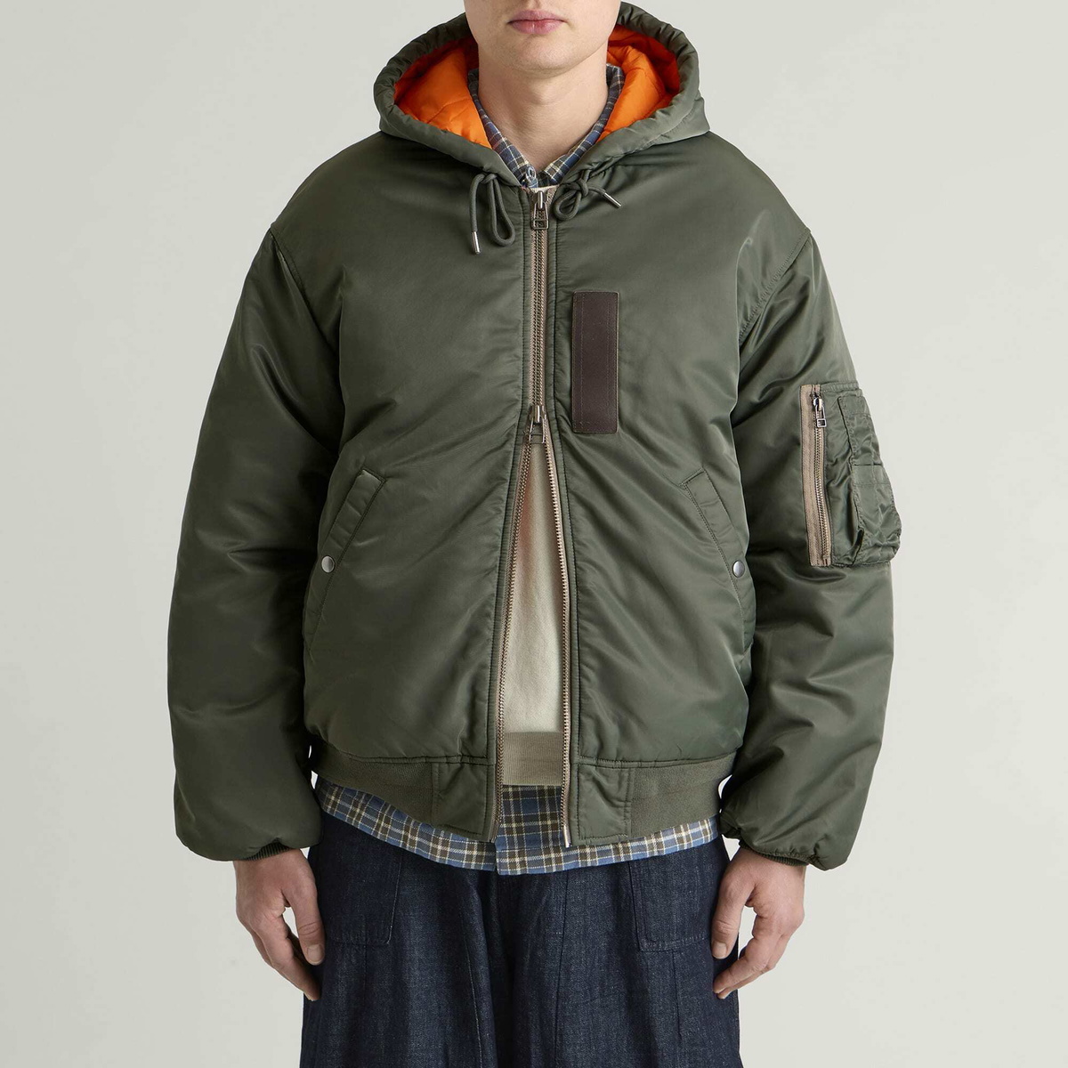 FrizmWORKS Men's Active Ma-1 Hooded Parka Jacket in Olive