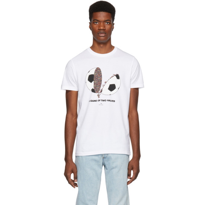Photo: PS by Paul Smith White A Game Of Two Halves T-Shirt