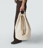 Prada Logo embroidered canvas duffel bag