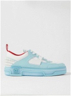 Christian Louboutin - Astroloubi Spiked Leather and Mesh Sneakers - Blue