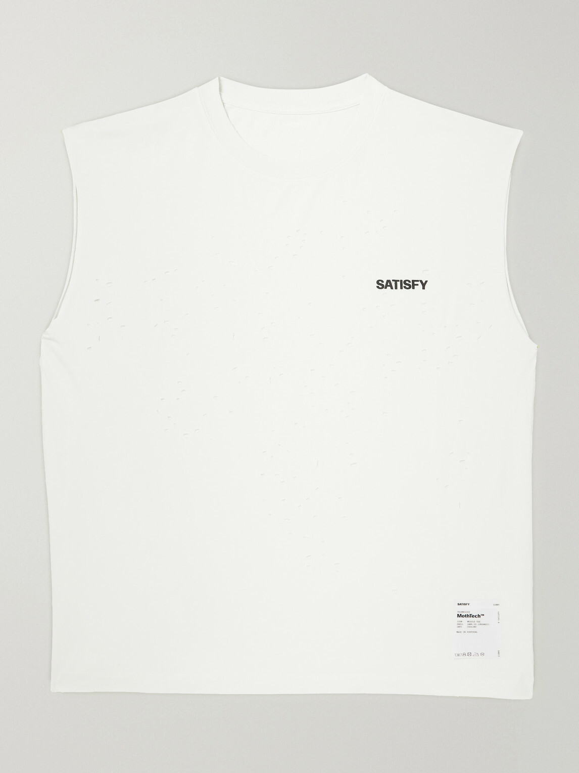 Satisfy - Distressed Logo-Print MothTech™ Organic Cotton-Jersey Tank Top - Neutrals