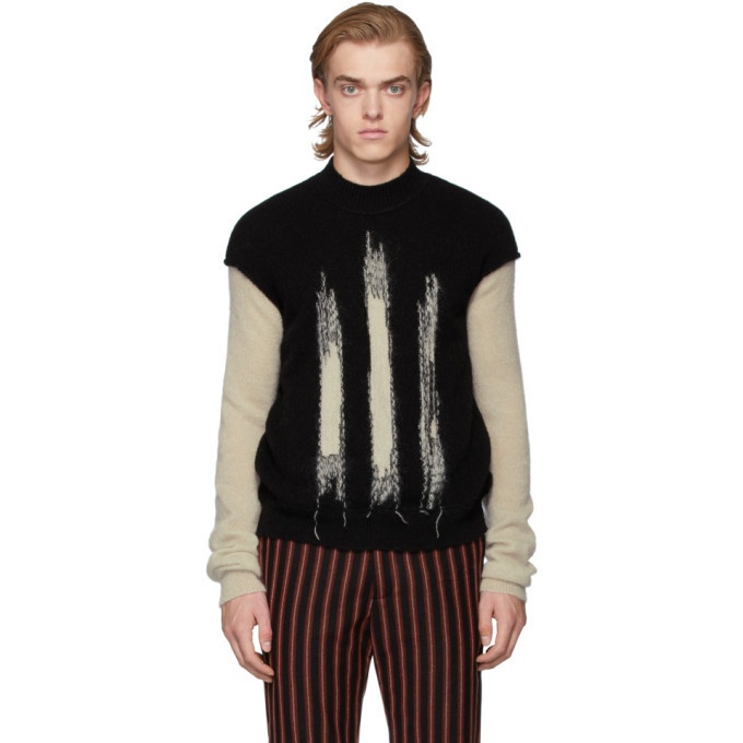 Photo: Ann Demeulemeester Black and Off-White Crewneck Sweater