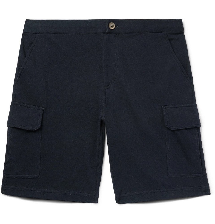 Photo: Brunello Cucinelli - Cotton-Blend Jersey Cargo Shorts - Men - Midnight blue