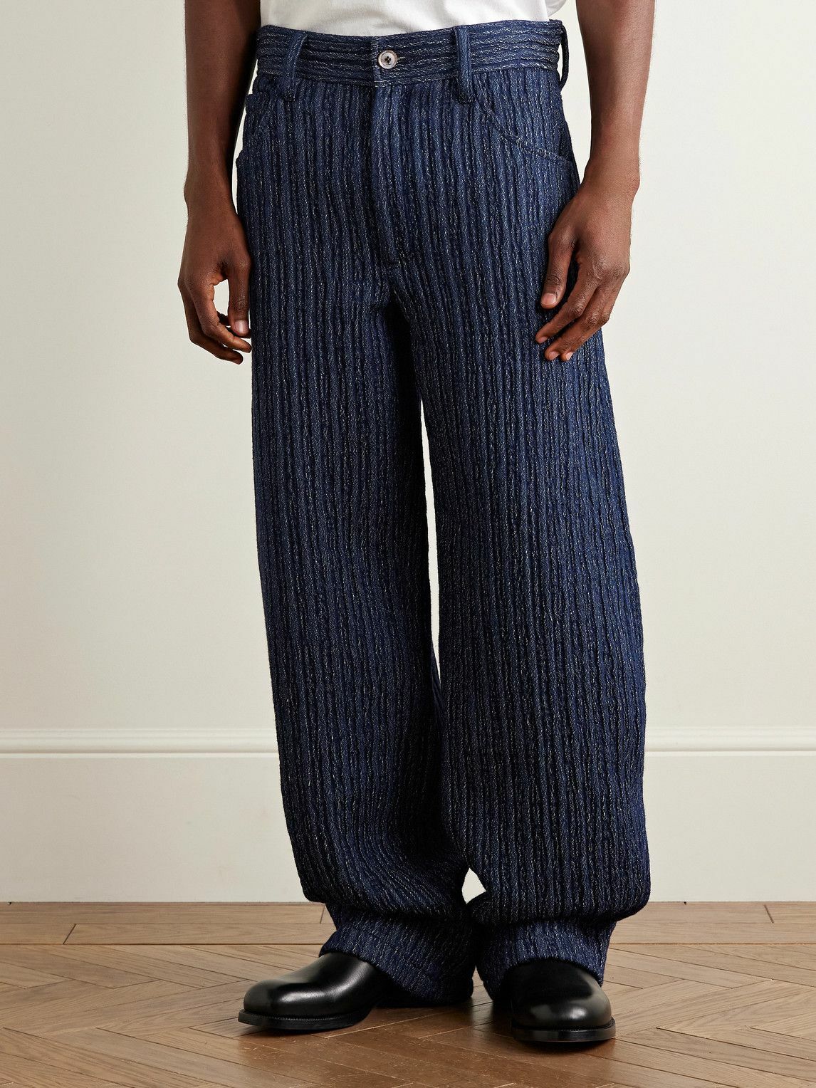 Séfr - Nasedo Straight-Leg Ribbed Cotton-Blend Bouclé Trousers - Blue
