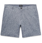 Club Monaco - Baxter Slim-Fit Stretch Linen and Cotton-Blend Shorts - Blue