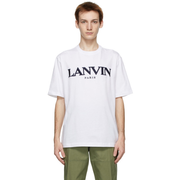 Photo: Lanvin White Embroidered Logo T-Shirt