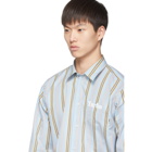 MSGM Blue and Brown Stripe Turbo Shirt