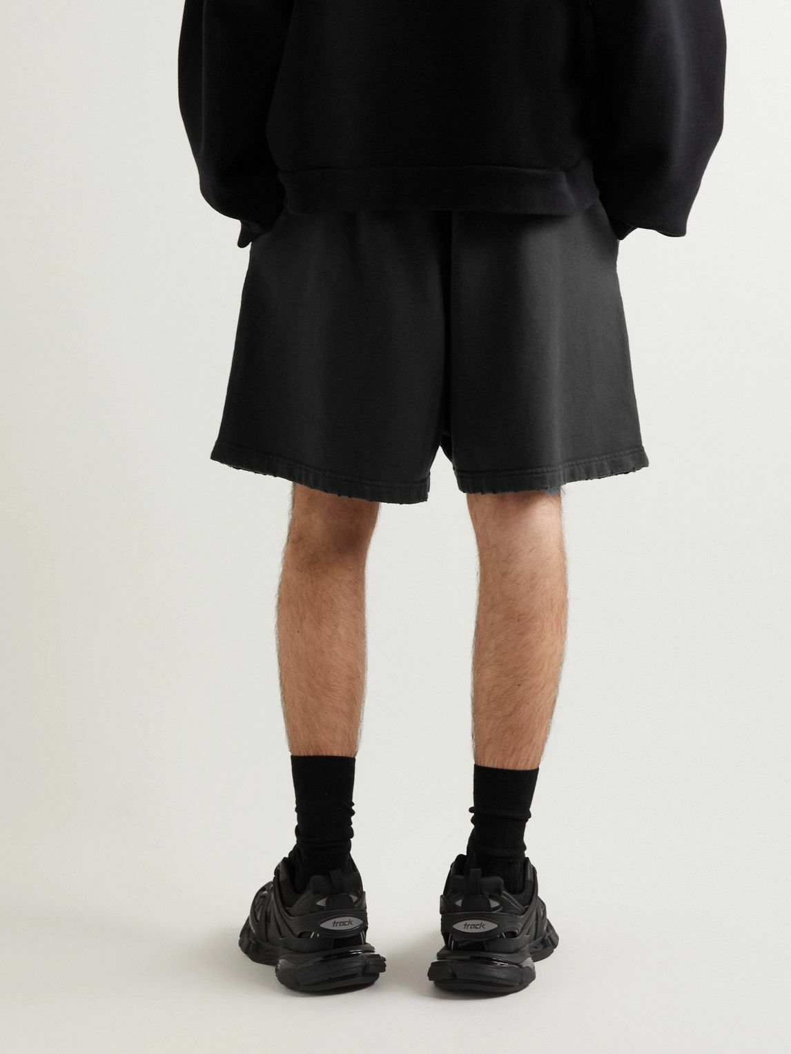 パンツ BALENCIAGA BB Paris Distressed Shorts Balenciaga // Black Cotton BB Paris Distressed Shorts – VSP