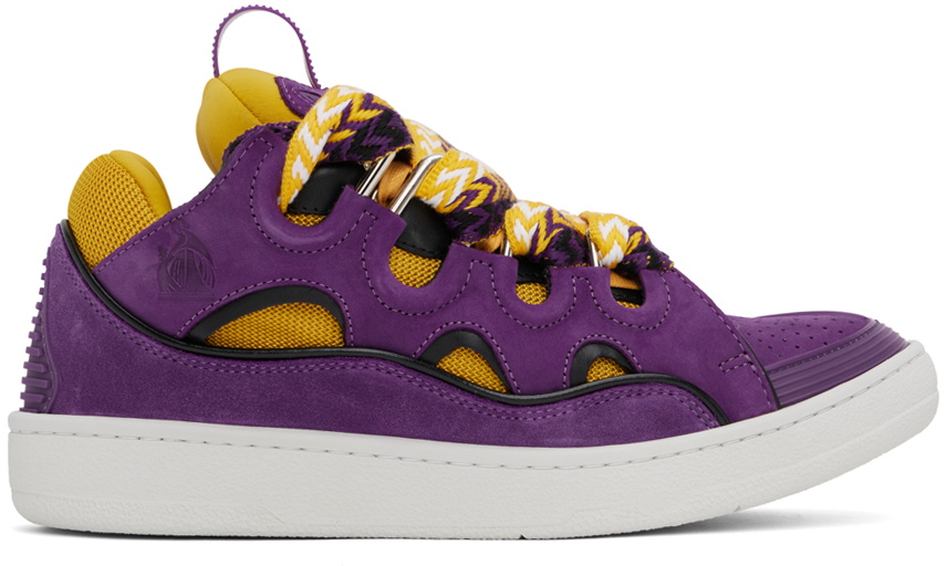 Lanvin Purple & Yellow Leather Curb Sneakers Lanvin