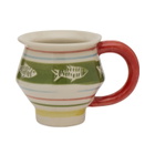 Damson Madder Women's Angular Mug - Fish Stripes in Yellow/Green 