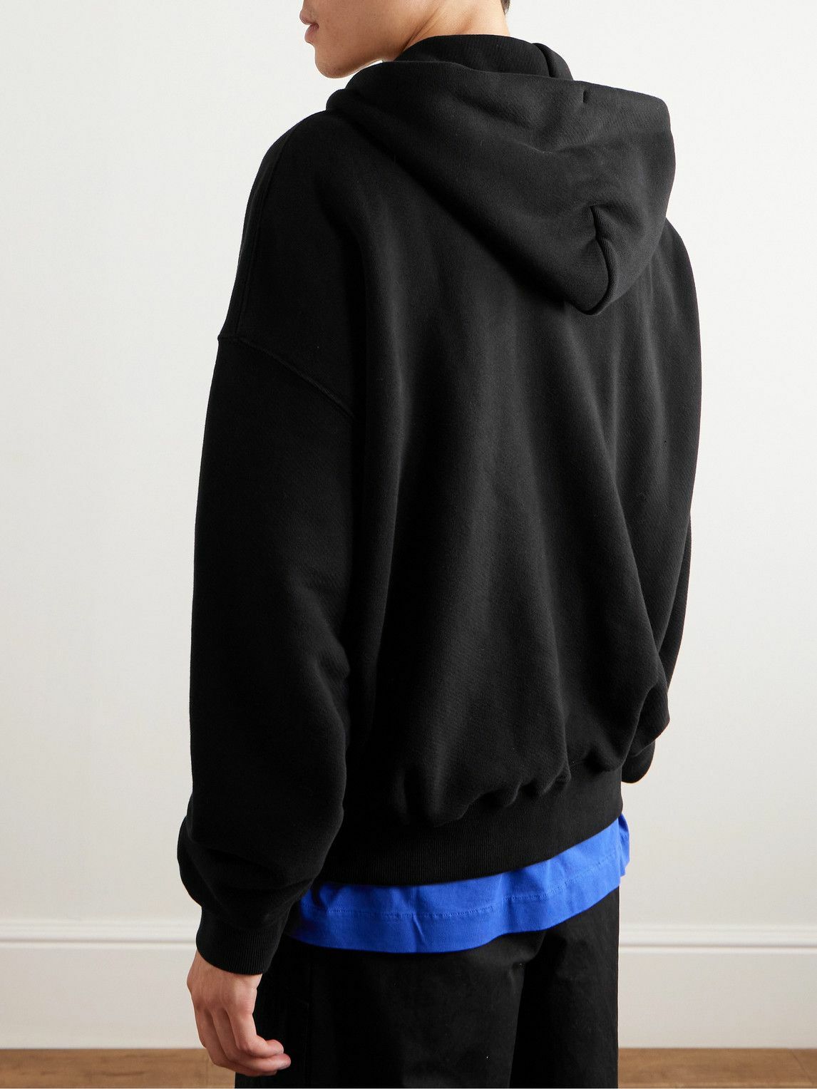 Off-White - Logo-Print Cotton-Jersey Hoodie - Black Off-White