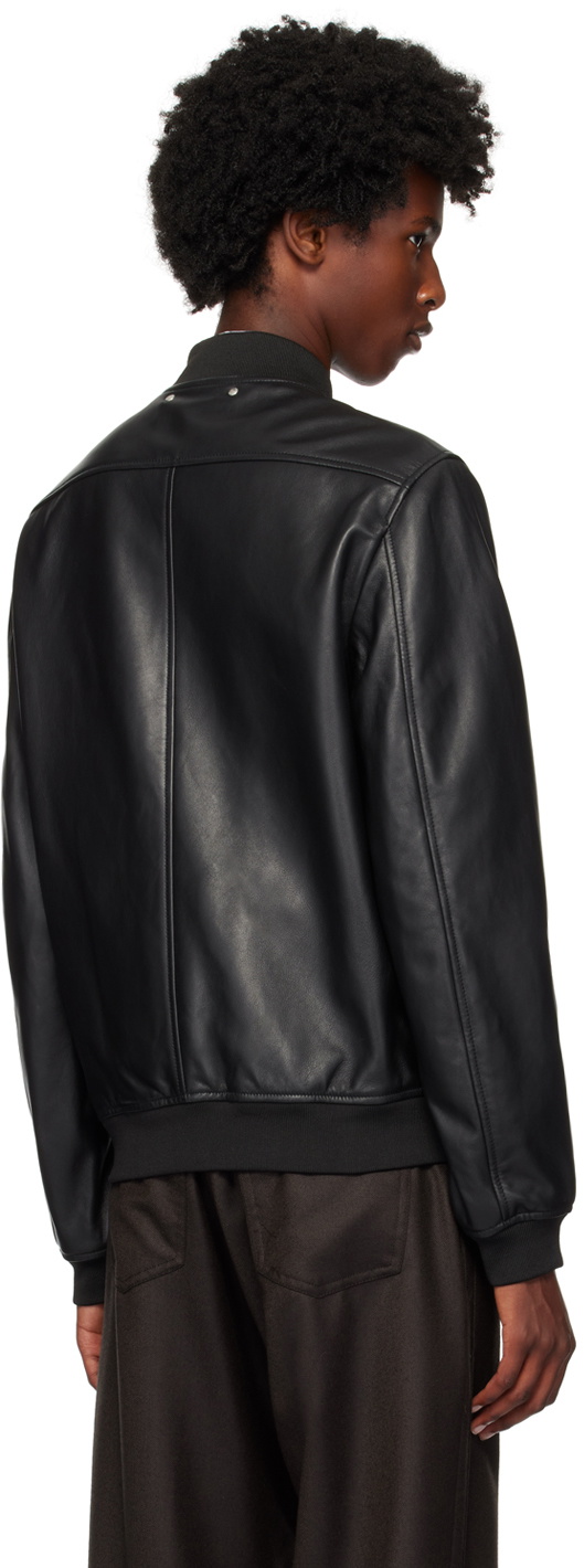 PS by Paul Smith Black Zip Leather Bomber Jacket