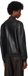 PS by Paul Smith Black Zip Leather Bomber Jacket