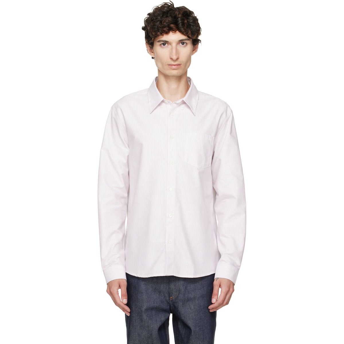 A.P.C. Pink & White New Greg Shirt