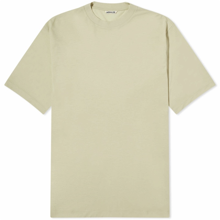 Photo: Auralee Men's Super Soft Wool Jersey T-Shirt in Light Green