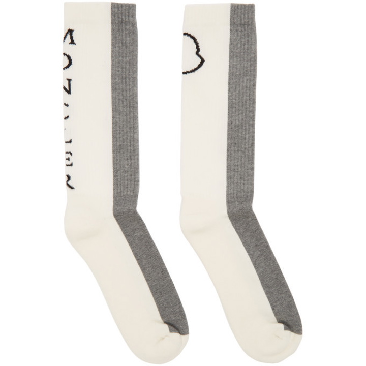 Photo: Moncler White and Grey Logo Socks