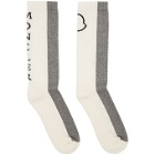 Moncler White and Grey Logo Socks