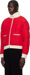 Guest in Residence Off-White & Red Quilted Reversible Puffer Jacket