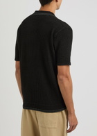 Percival Cassette Waffle-knit Cotton Polo Shirt Black