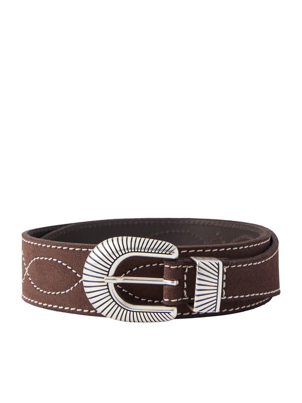Photo: Nudie Jeans - 4cm Western Embroidered Suede Belt - Brown