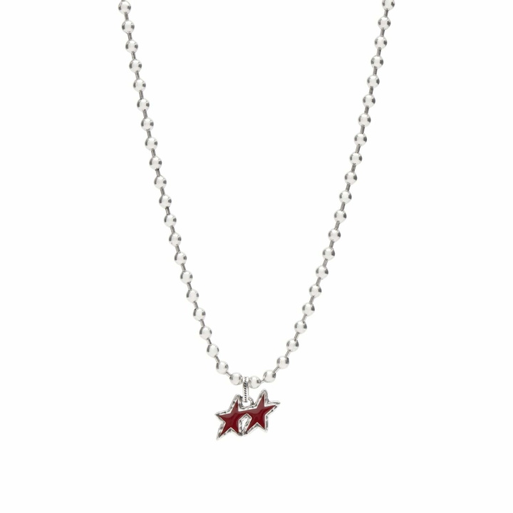 Photo: TwoJeys Melted Stars Ball Necklace in Red 