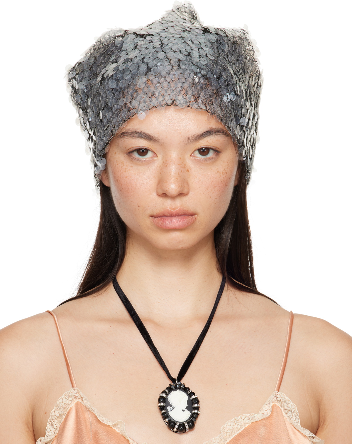 Anna Sui Black Sea Nymph Sequins Beanie