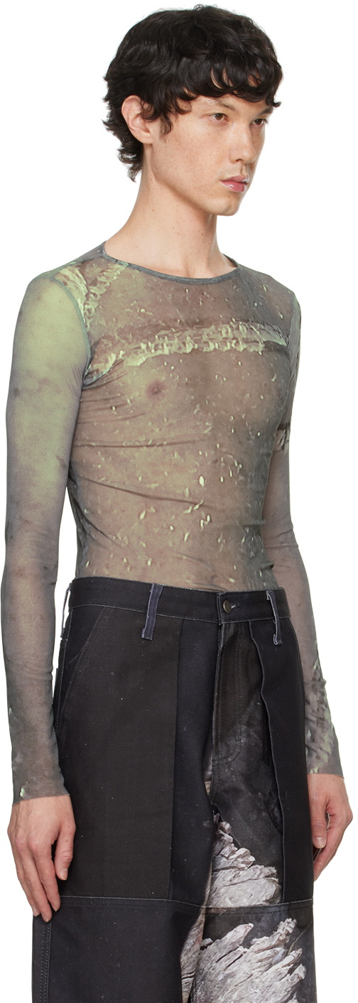 Serapis SSENSE Exclusive Green Drill Tech Long Sleeve T-Shirt