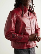 Enfants Riches Déprimés - The Bully Distressed Embroidered Tumbled-Leather Jacket - Red