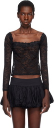 Yuhan Wang Black Off-Shoulder Lace Blouse