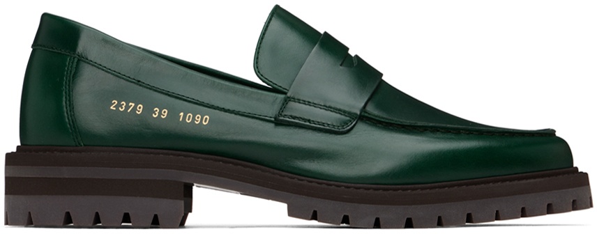 Photo: Common Projects Green Leather Loafers