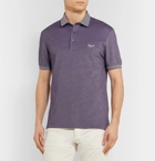 Ermenegildo Zegna - Contrast-Tipped Logo-Embroidered Cotton-Piqué Polo Shirt - Purple