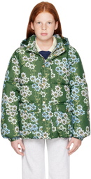 Mini Rodini Kids Green Daisys Puffer Jacket