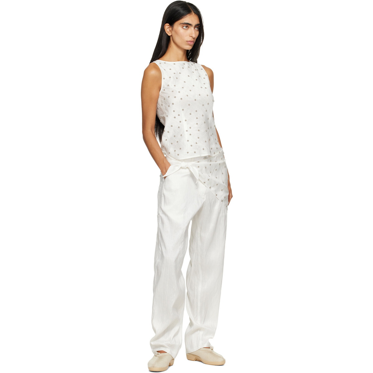 RESCHA SSENSE Exclusive White Dolly Scarf
