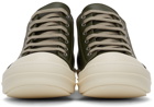 Rick Owens Green Grained Leather Low Sneakers