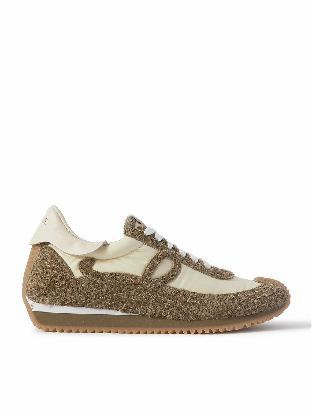Photo: LOEWE - Flow Runner Leather-Trimmed Brushed-Suede and Nylon Sneakers - Green