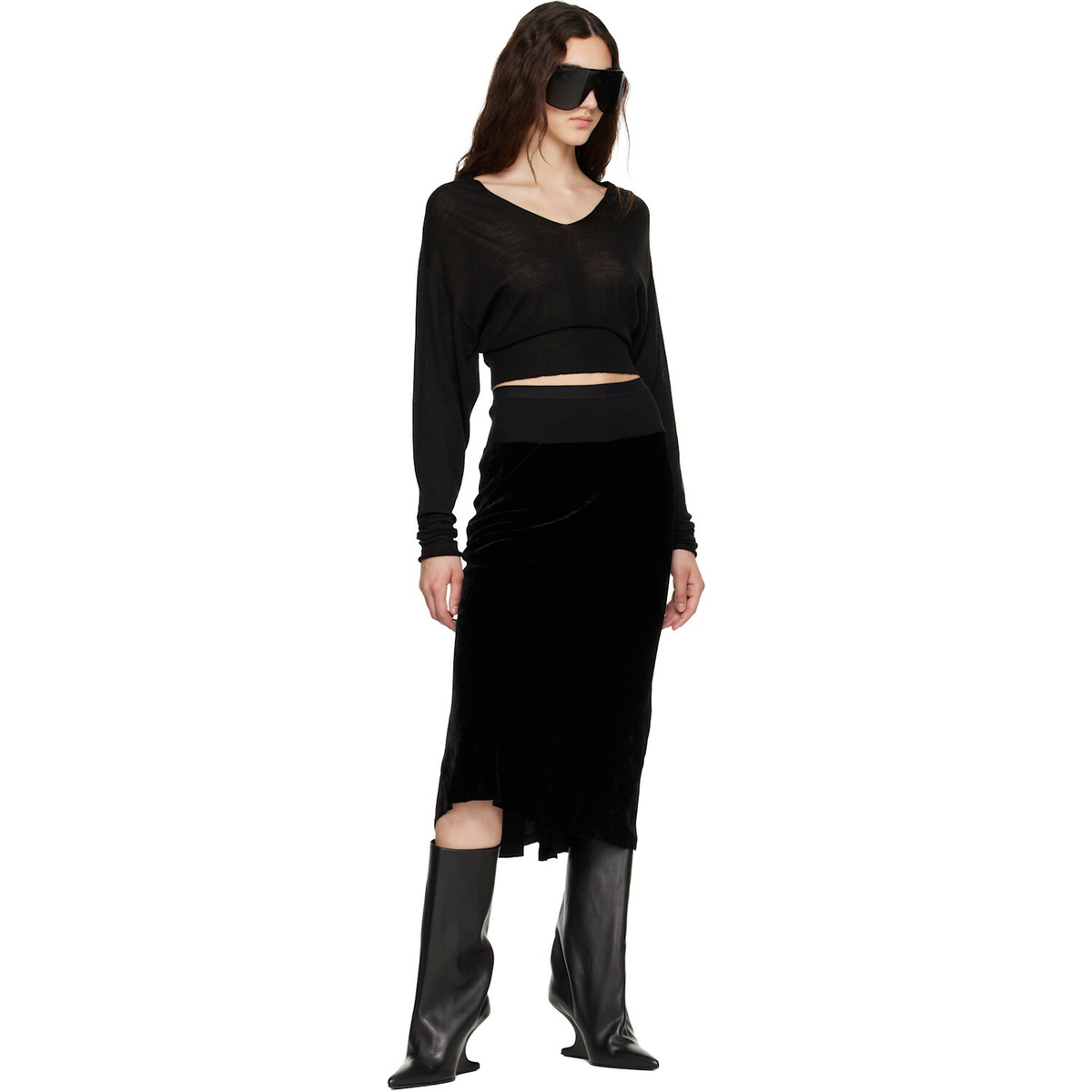 Rick Owens Black Tower V Cropped Sweater