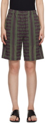 NEEDLES Green & Purple Papillion Stripe Shorts