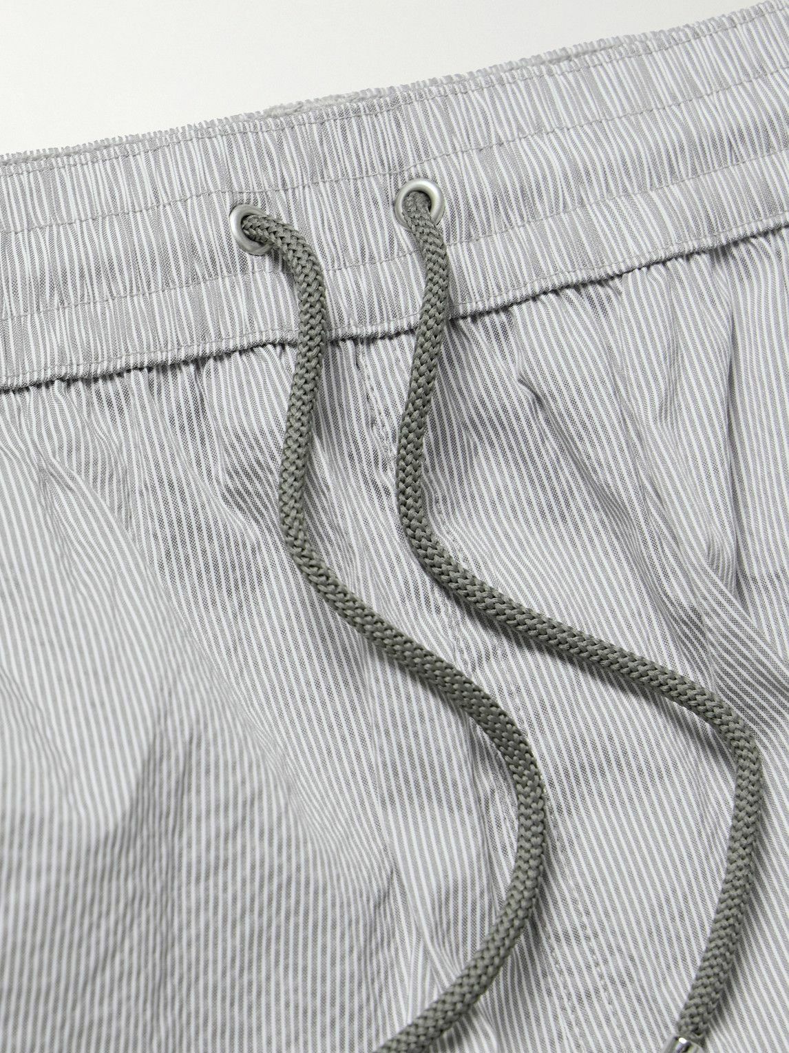 Paul Smith - Straight-Leg Mid-Length Pinstriped Swim Shorts - Gray