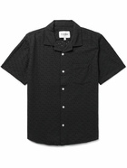 Corridor - Camp-Collar Broderie Anglaise Cotton Shirt - Black