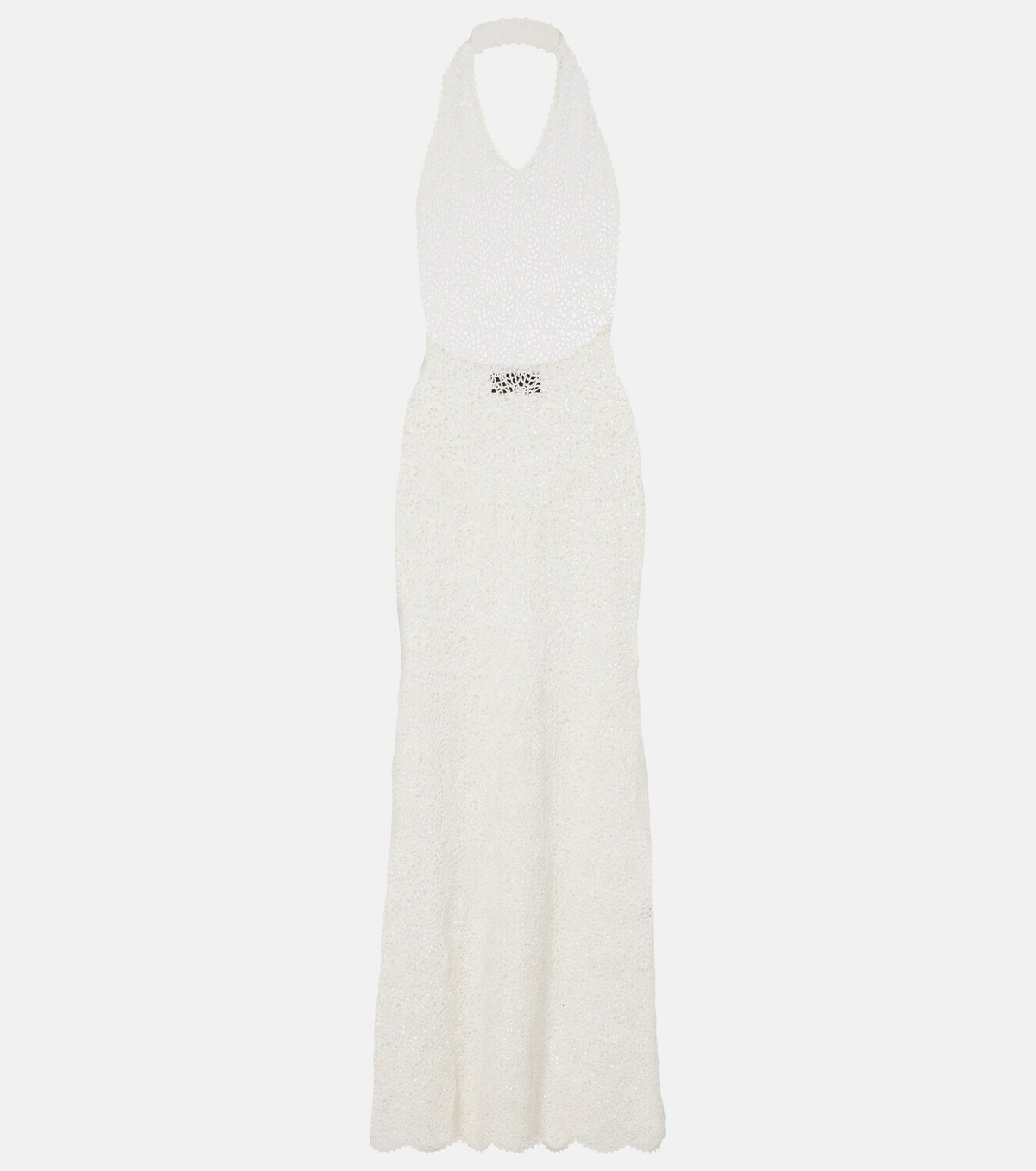 Nili Lotan Eddie crochet halterneck cotton maxi dress