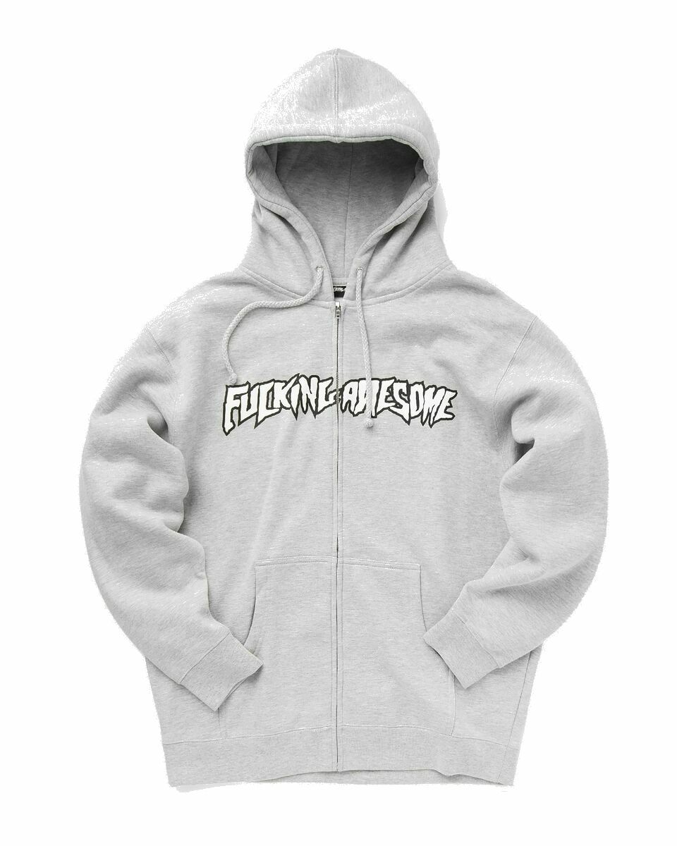 Photo: Fucking Awesome Stamp Logo Zip Hoodie Grey - Mens - Zippers