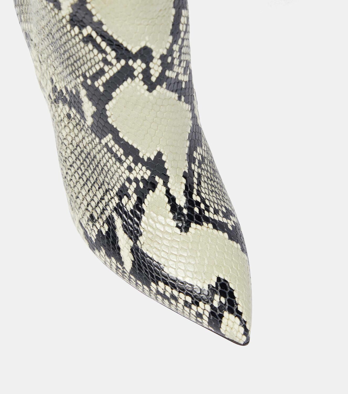 Paris Texas Stiletto snake-print leather knee-high boots