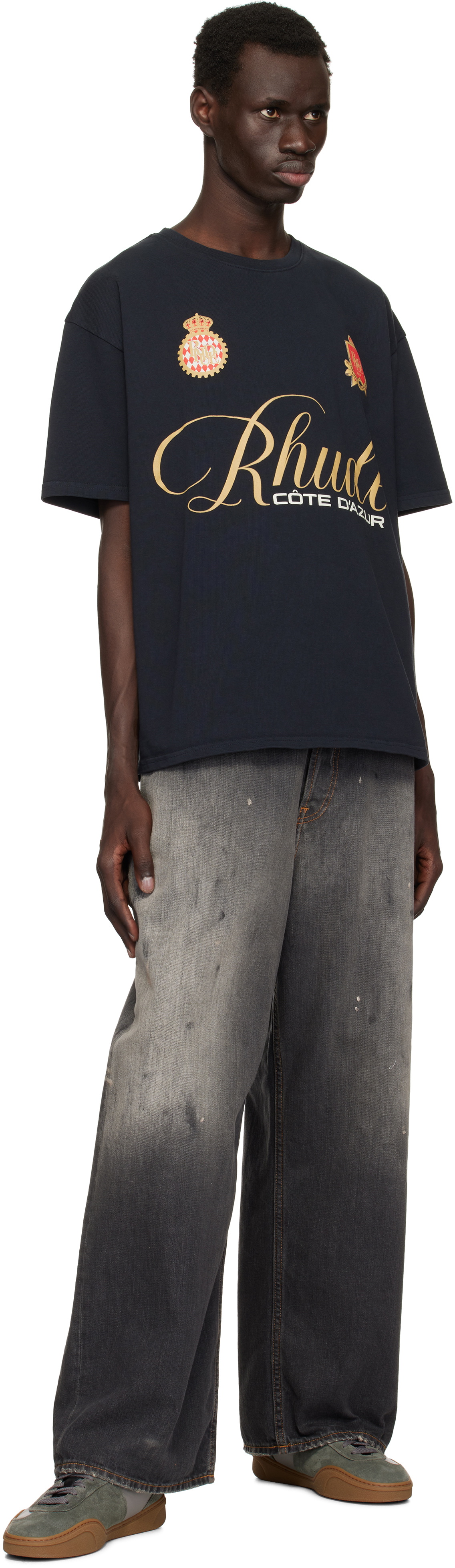 【関税込み】Rhude ブラック 'Rhude' Script Crest Tシャツ Rhude - Rhude Script Crest T-Shirt | HBX - Globally Curated