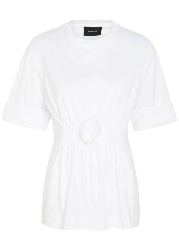 Photo: Simone Rocha Gathered Floral-appliquéd Cotton T-shirt White