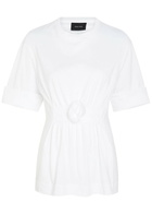 Simone Rocha Gathered Floral-appliquéd Cotton T-shirt White