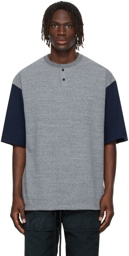 Fear of God Grey & Navy Three-Quarter Sleeve Henley