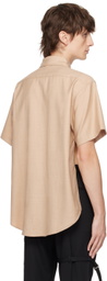 The World Is Your Oyster Beige Offset Shirt