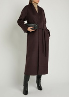 Anine Bing Hunter Belted Wool and Cashmere-blend Coat Dark Brown