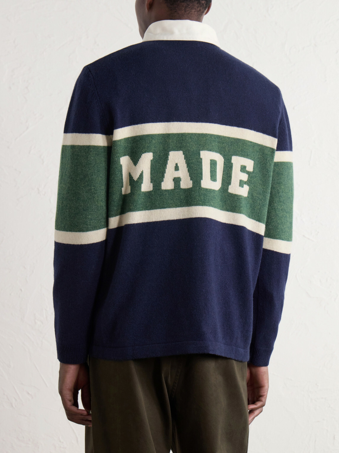 Human Made - Logo-Intarsia Wool-Blend Polo Sweater - Blue