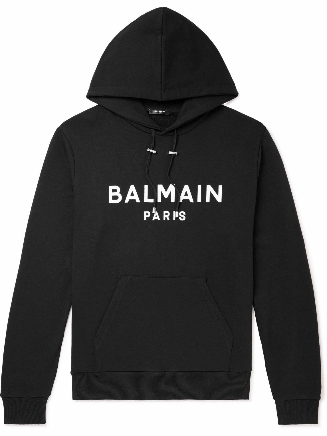 Balmain - Logo-Print Cotton-Jersey Hoodie - Black Balmain